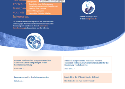 Screenshot der neuen Website: neues Design und nutzerfreundlichere Struktur