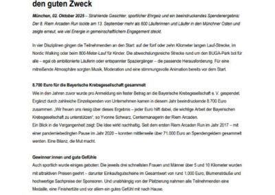 Eine der zahlreichen Pressemitteilungen, die .FACTUM für die Riem Arcaden verfasst.